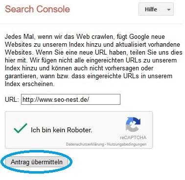 Bild: neue Webseite kostenlos bei Google anmelden