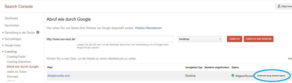 Bild: Google Indexierung Dauer mit Search Console verkürzen