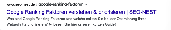 Suchergebnis bei Suchmaschine: Wichtiges Kriterium bei Google Rankings