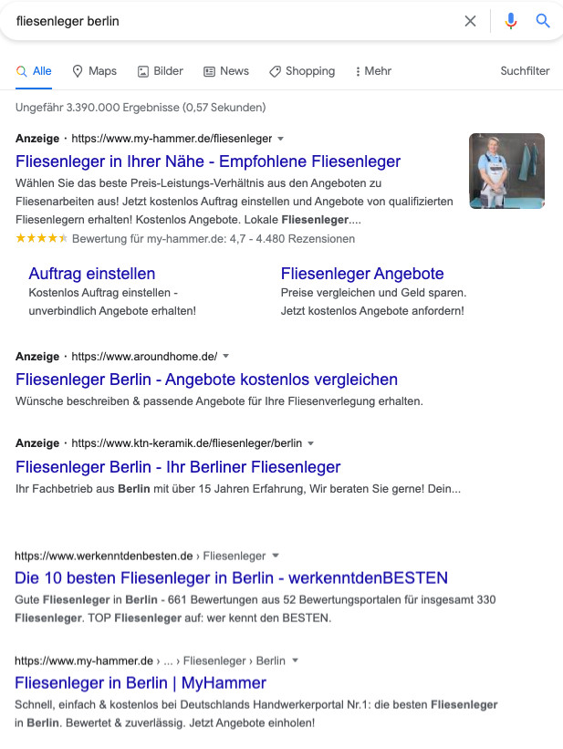 SERP-Dominanz durch SEO gepaart mit SEA
