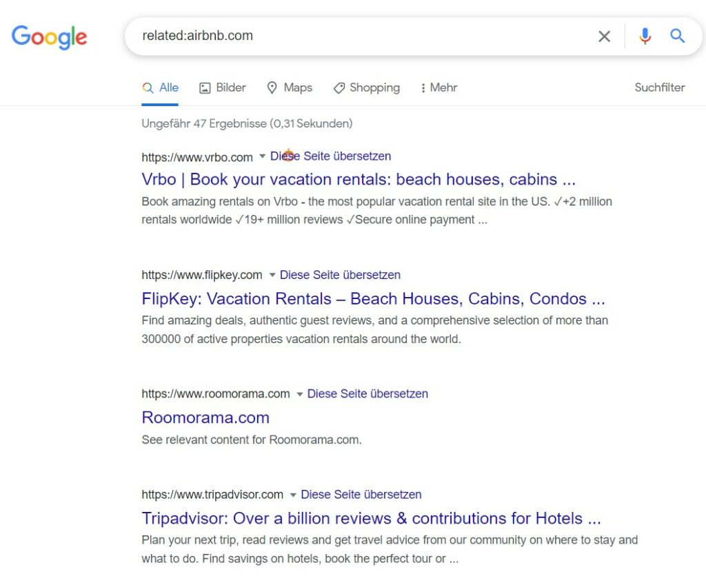 Beispiel related Google Suche