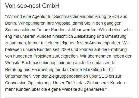 Unternehmensbeschreibung seo-nest